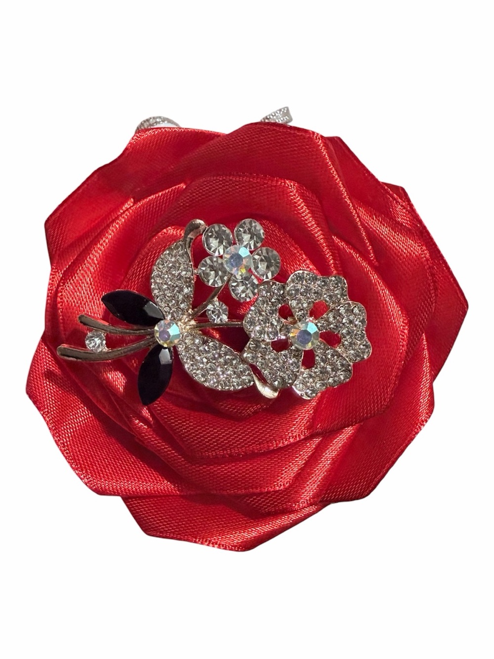 Red Floral Crystal Brooch - Women Jewelry